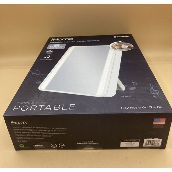iHome Portable Vanity Mirror with Bluetooth Audio LED Lighting NEW - Picture 7 of 12